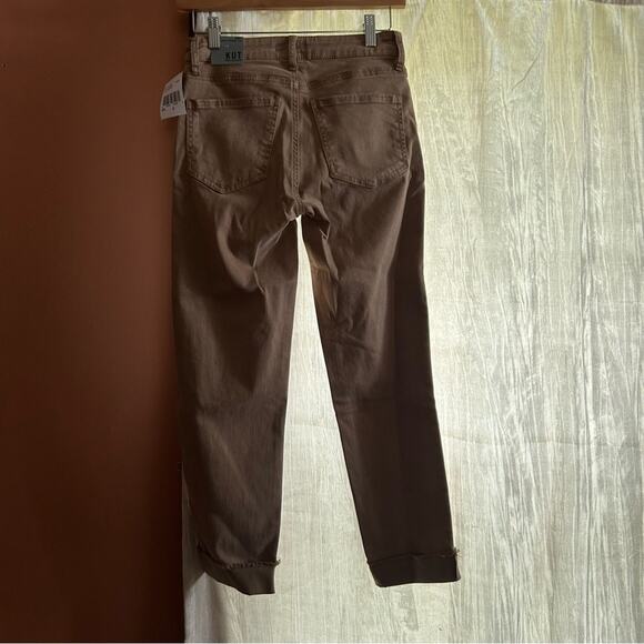 Kut from the Kloth Amy Crop Straight Leg Pants Cappuccino Tan Beige NWT Size 0 - Picture 7 of 8